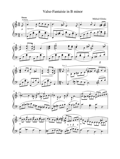 Valse-Fantaisie in B minor - Mikhail Glinka (Piano Solo)