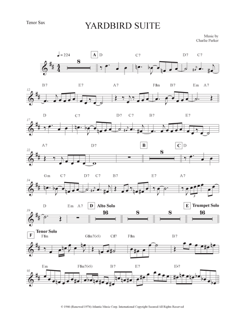 Yardbird Suite (Arr. The Sheet Music Library) - Charlie Parker (Tenor Sax Solo)
