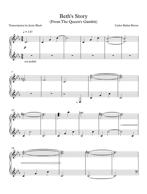 The Queen's Gambit (Arr. Jessie Black) - Asuka Ito, Carlos Rafael Rivera, Carlos Rivera (Piano Solo)