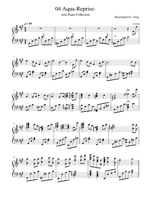 12 Aqua -Reprise- Aria Piano Collection 水星领航员OST 钢琴谱