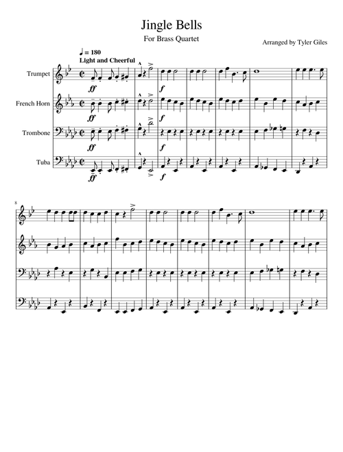 Jingle Bells for Brass Quartet