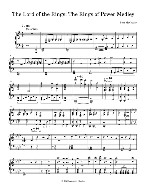 The Lord of the Rings: The Rings of Power Piano Medley