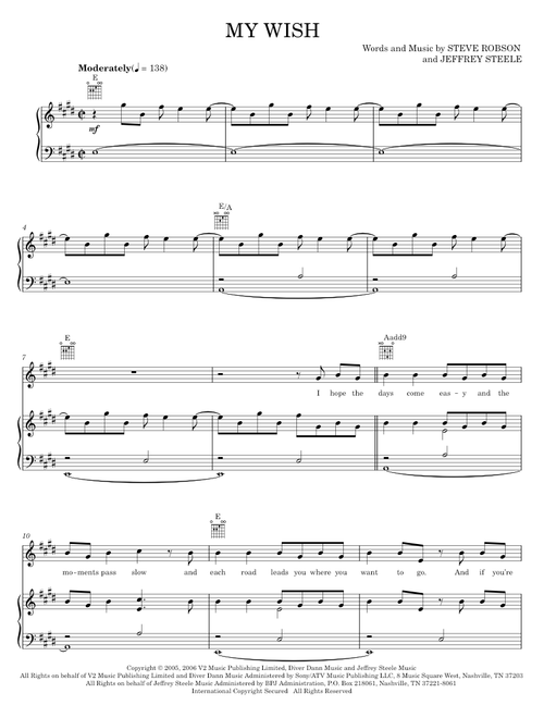 My wish - Rascal Flatts (Piano-Vocal-Guitar)