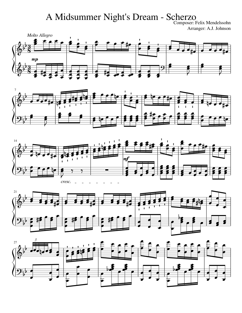 Felix Mendelssohn - A Midsummer Night's Dream (Piano Solo