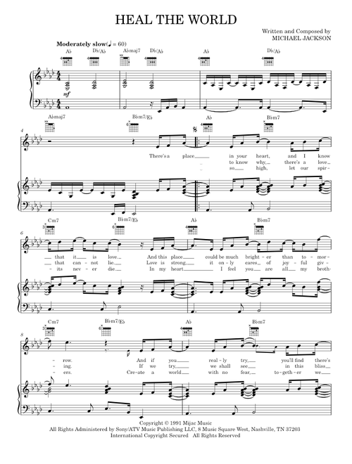Heal the world - Michael Jackson (Piano-Vocal-Guitar)