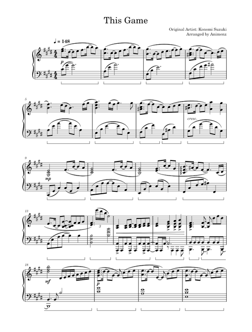 Konomi Suzuki - This Game (2021 ver.) (Animenz arr.) | Transcription