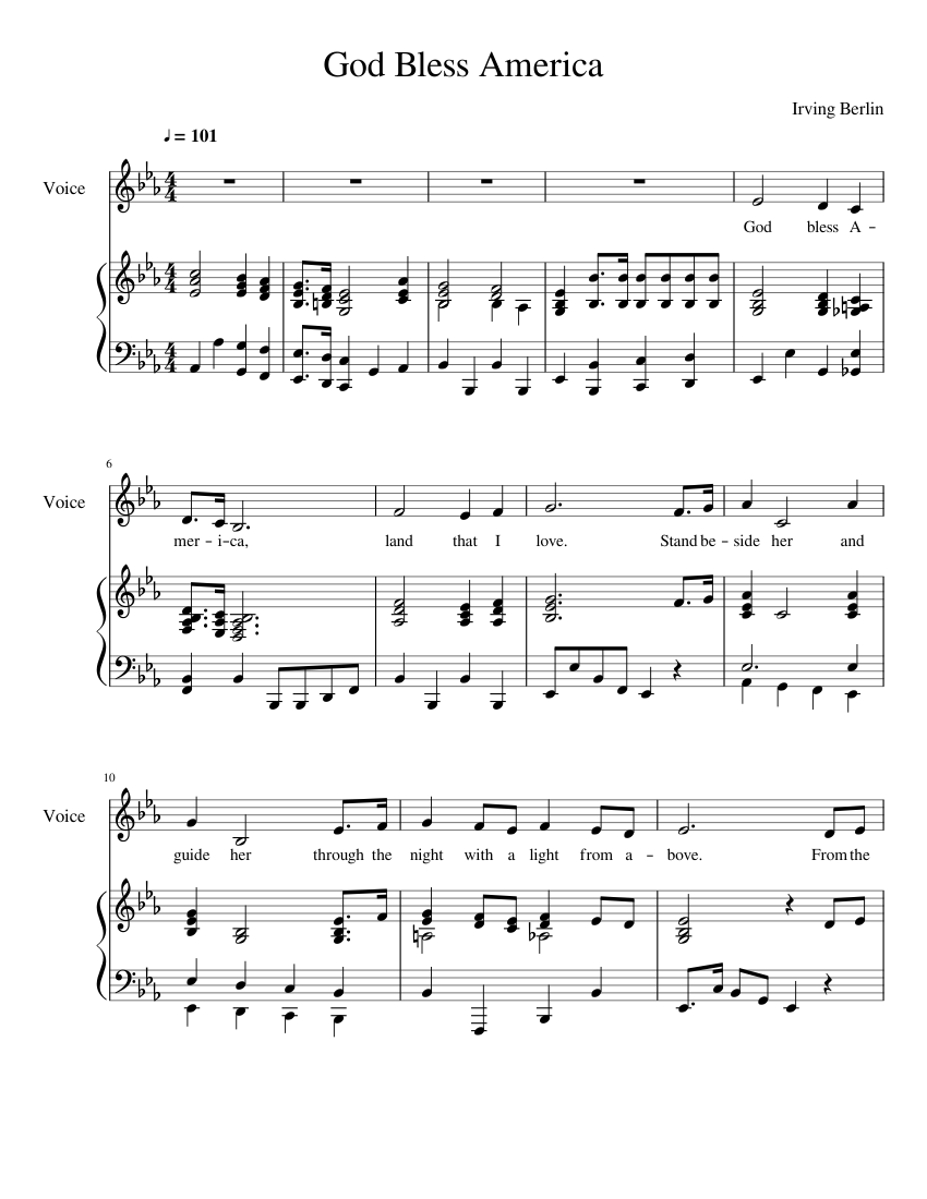 Downloadable Free Printable God Bless America Sheet Music Downloadable Free Printable God Bless America Sheet Music