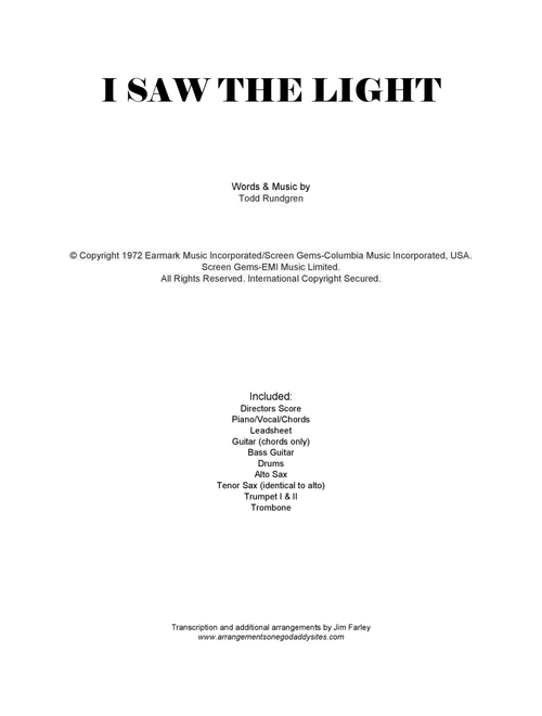 I Saw The Light (Arr. Jim Farley) - Hal Ketchum (Large Ensemble)