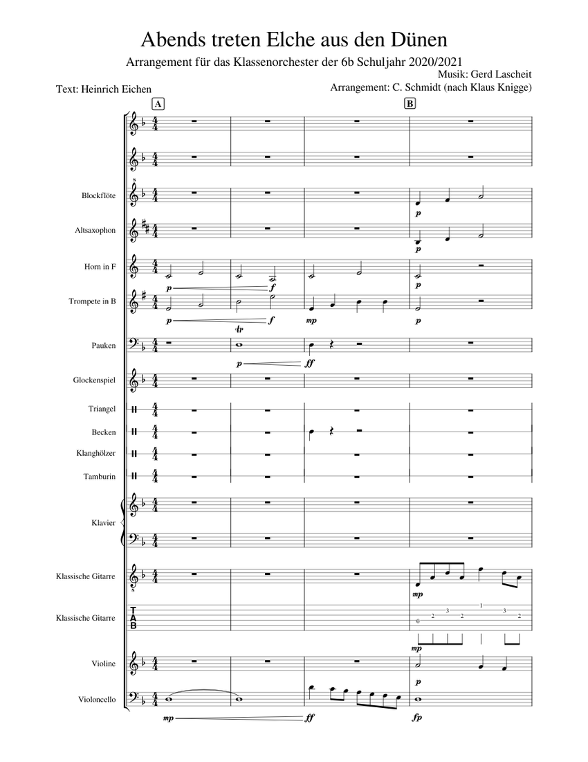 Abends Ziehen Elche Aus Den Duenen Sheet Music For Piano Tambourine abends-ziehen-elche-aus-den-duenen-sheet-music-for-piano-tambourine