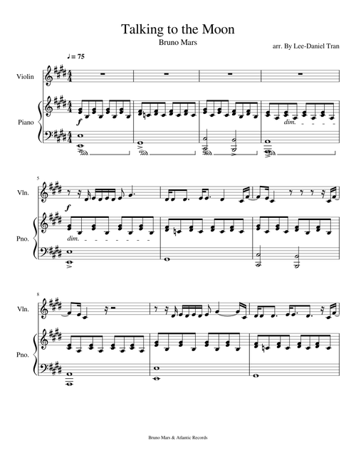 Talking to the Moon by Bruno  | For Violin & Piano Accompaniment
