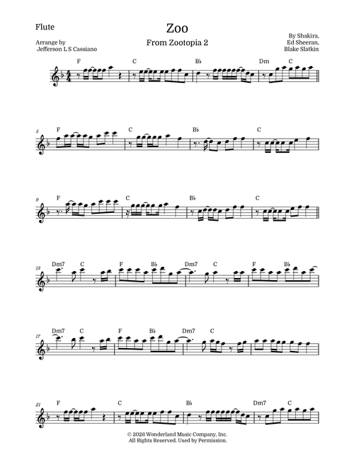 Zoo (Arr. Jefferson LS Cassiano) - Shakira (Flute and Piano)