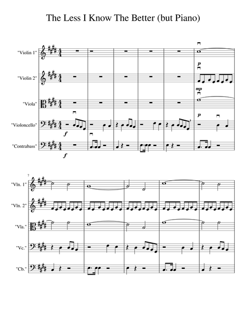 The Less I Know The Better for String Orchestra (but Piano)