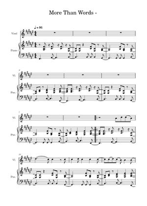 More Than Words - Extreme Cello Sheet Music for Piano, Cello