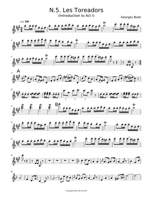 N.5. Les Toreadors Violino1 - For 'Cantabile'