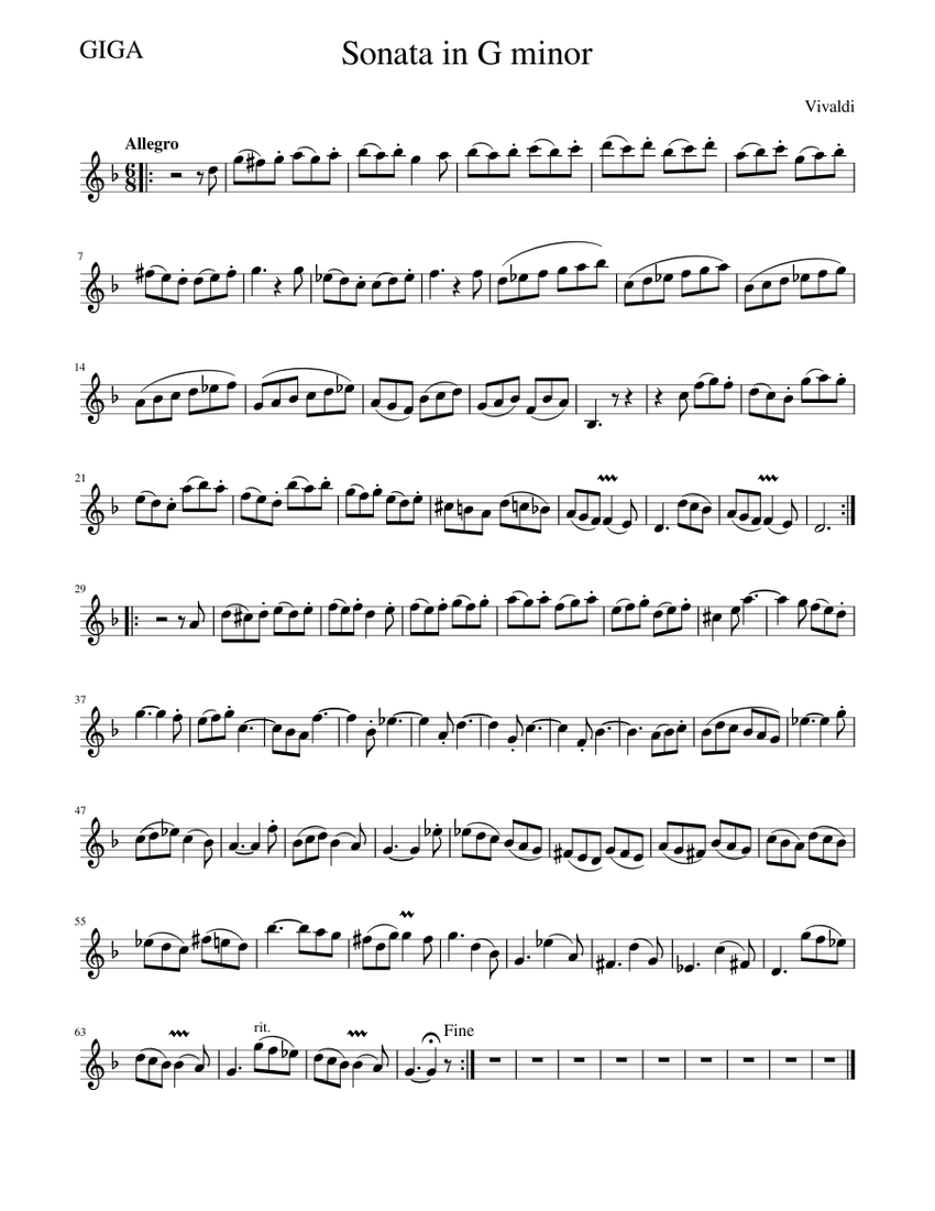 Sonata In G Minor Op.2 No 1 RV 27 2nd movement 