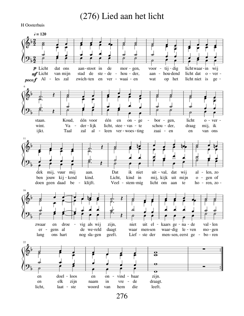 Lied Van Het Licht Tekst (276) Lied aan het licht Sheet music for Piano (Solo) | Musescore.com