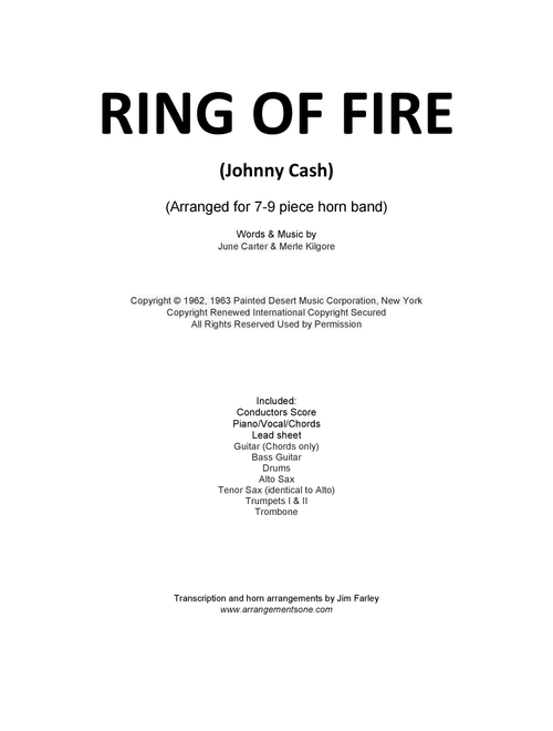 Ring Of Fire (Arr. Jim Farley - www.arrangementsone.com) - Johnny Cash (Large Ensemble)