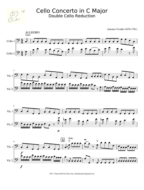 Concerto for Cello in C major RV 399 - Vivaldi