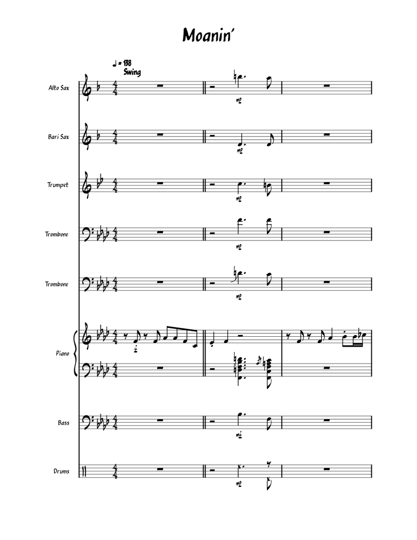 Moanin' Bobby Timmons Moanin' Sheet music for Piano, Trombone