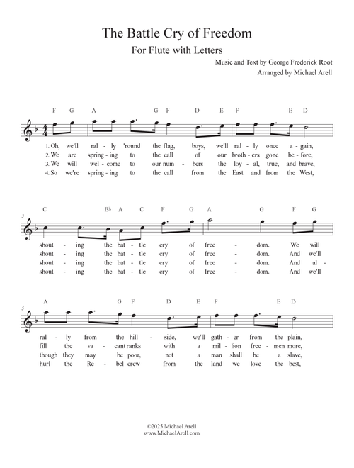 The Battle Cry of Freedom for Flute (Arr. Michael Arell) - Frank Asper, John Williams, Robert Shaw Chamber Singers (Flute Solo)