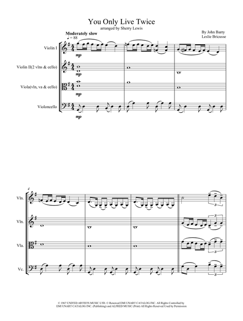 You Only Live Twice (Arr. Sherry Lewis) - John Barry, Leslie Bricusse (String Ensemble)