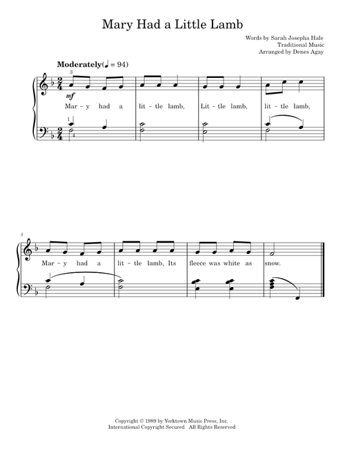 Mary had a little lamb (Easy Piano)