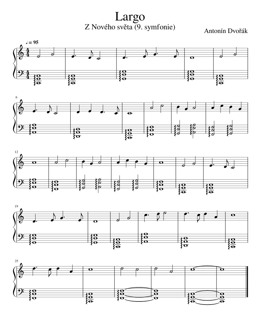 Antonín Dvořák - Largo (9. symfonie Z Nového Světa) Sheet Music