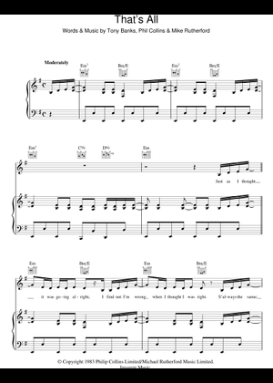 Play Official version of That's All Sheet Music by Genesis for