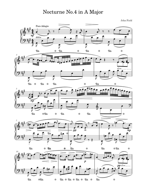 Nocturne for piano [No.4] in A Major, H36 – John Field