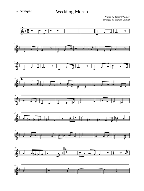 Wedding March (Arr. Zachary Corbett) - Richard Wagner (Trumpet Solo)