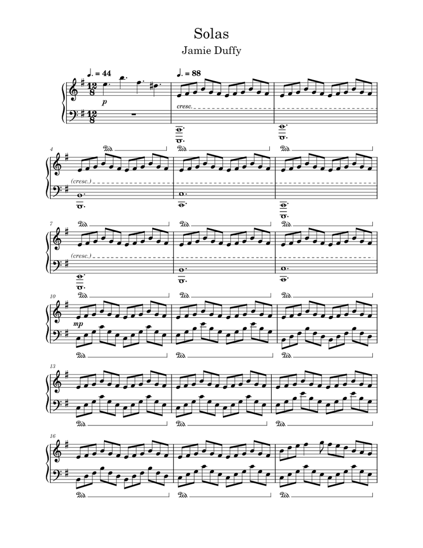 Solas – Jamie Duffy Sheet Music For Piano (Solo) | Musescore.com