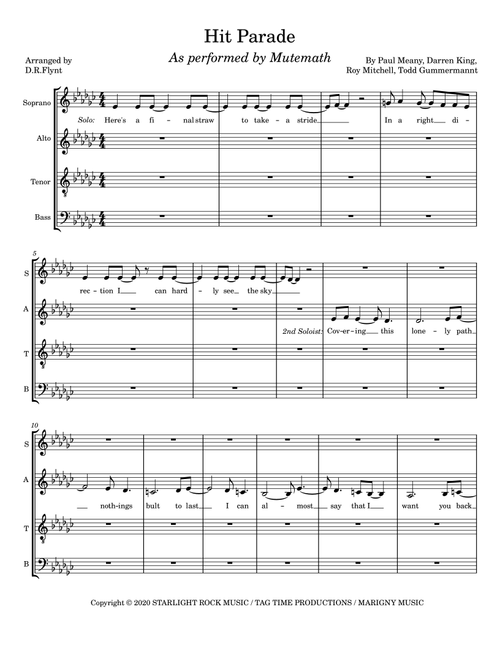 Hit Parade (Arr. D.R.FLYNT) - Mutemath (Choral, SATB)
