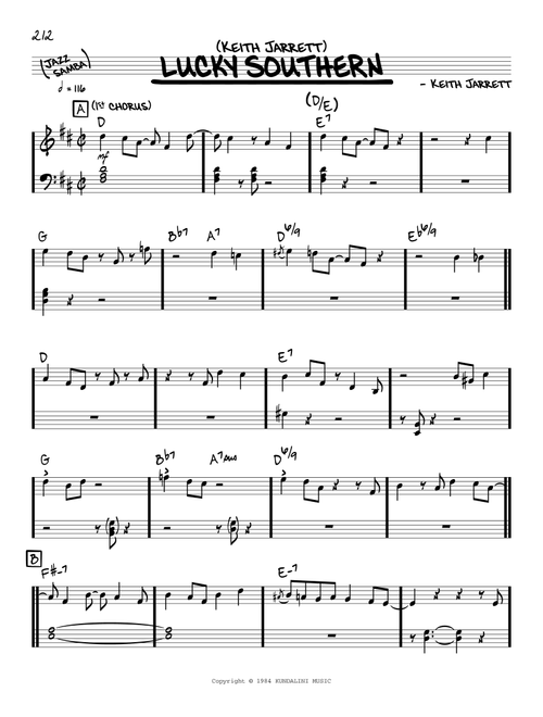Lucky Southern (solo only) - Keith Jarrett (Real Book - Melody-Chords)