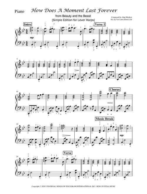 How Does A Moment Last Forever (Arr. Yeelam (Elam) LAI) - Tim Rice, Alan Menken (Instrumental Duet)