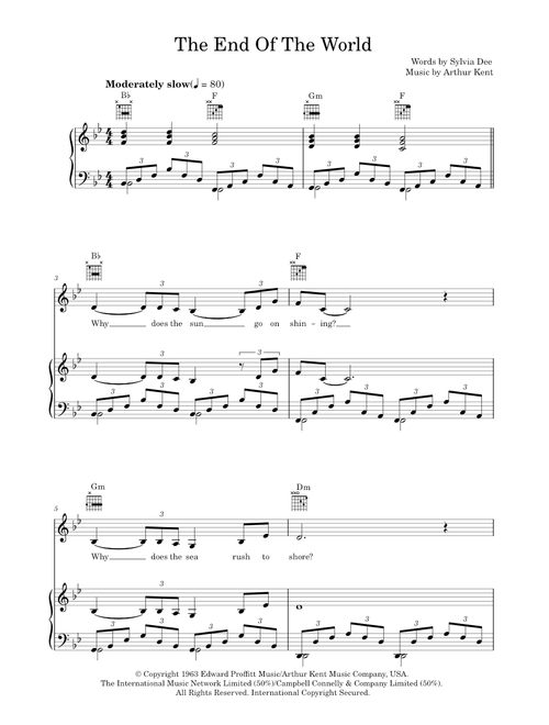 The End Of The World - Skeeter Davis (Piano-Vocal-Guitar (Piano Accompaniment))