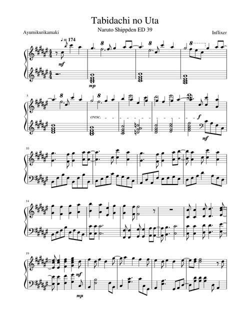 Naruto Shippuden - Tabidachi no Uta (Piano)