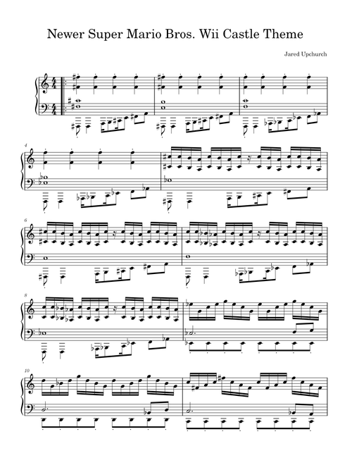 Newer Super Mario Bros. Wii Castle Theme Piano
