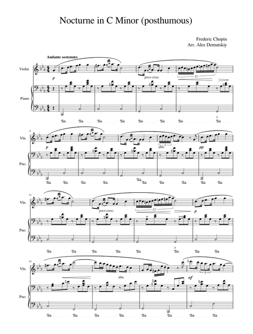 Nocturne No. 21 Op. Posth. – Frédéric Chopin Violin, Piano