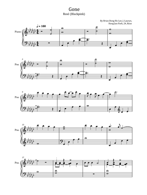 Gone (Arr. poon) - J Lauryn, Brian Dong Ho Lee, Hong Jun Park (Piano Solo)