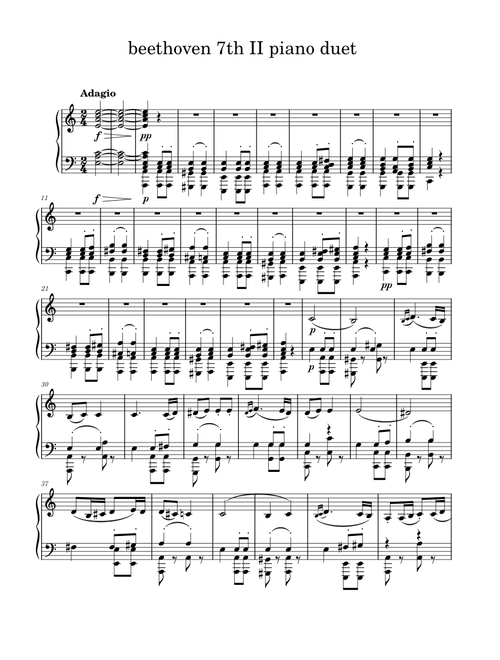 Beethoven Symphony no. 7: 2nd Movement Piano Duet