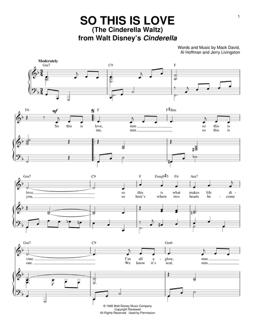 So This Is Love (from Cinderella) - Mack David Al Hoffman and Jerry Livingston, Al Hoffman, Mack David (Piano Vocal)