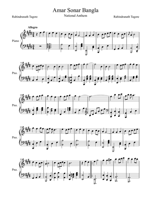 Amar Shonar Bangla (Tagore Song) (Arr. Ehsanul Haque) - Rabindranath Tagore (Piano Solo)