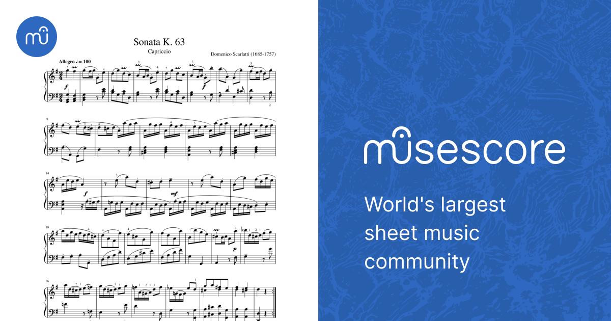 Scarlatti: Sonata K. 63 Sheet Music for Piano (Solo) | MuseScore.com Scarlatti: Sonata K. 63 Sheet Music for Piano (Solo) | MuseScore.com