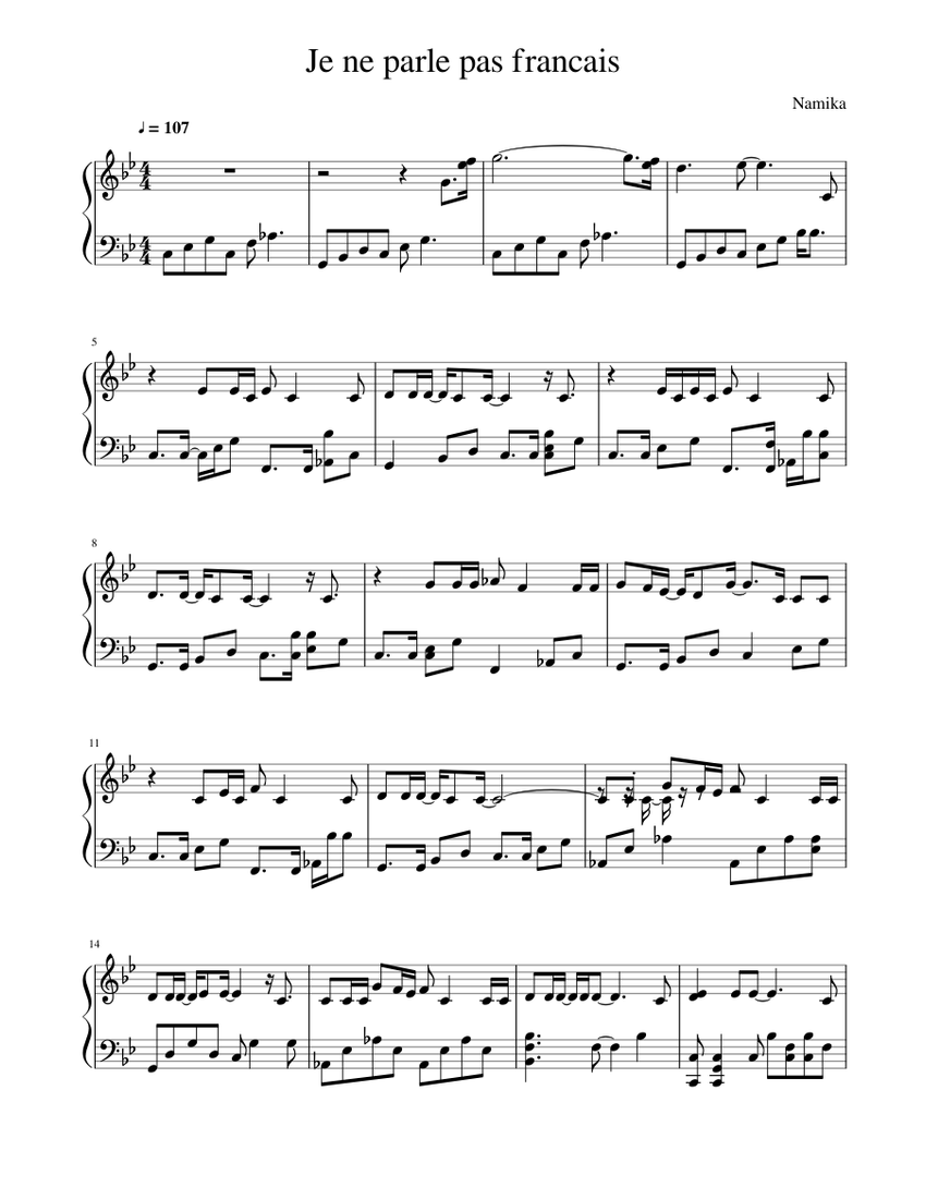 Je Ne Parle Pas Francais Namika Piano Tutorial