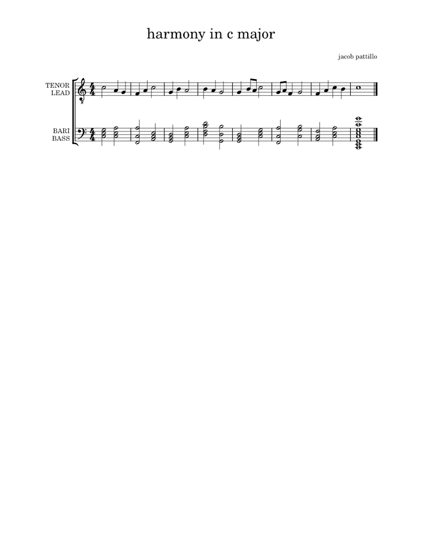 harmony in c major Sheet Music for Tenor, Bass voice (Men’s Choir ...