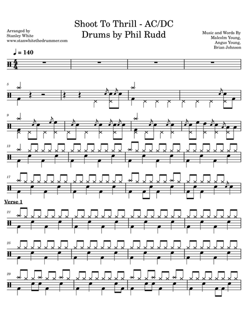 Shoot To Thrill (Arr. Stanley White) - AC/DC (Drums)
