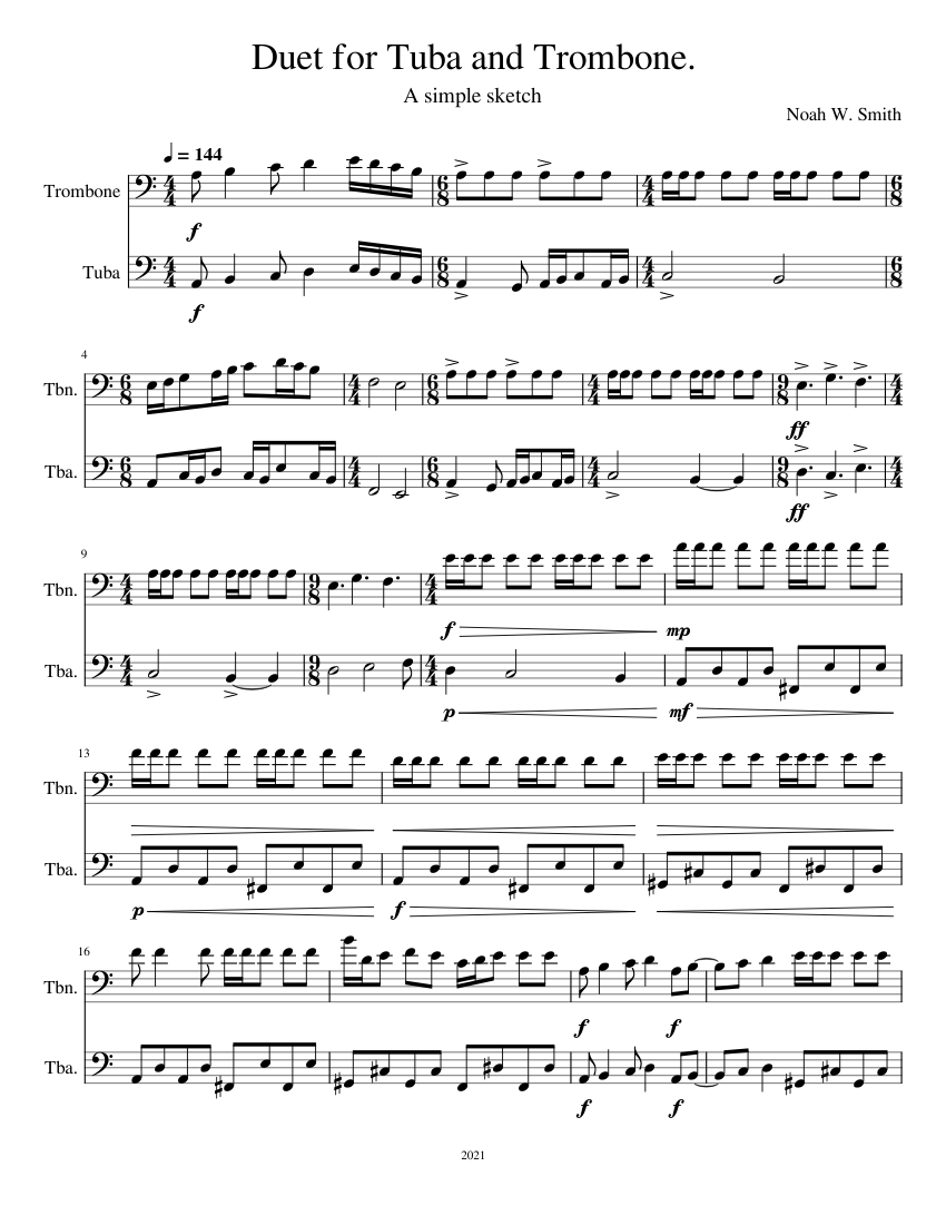 Duet_for_Tuba_and_Trombone. Sheet Music for Trombone, Tuba (Brass Duet ...