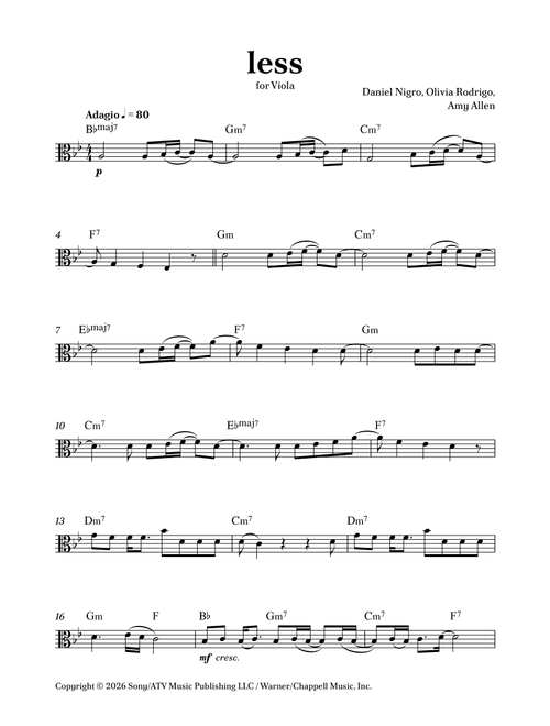 Less (Arr. Caio Costa) - Olivia Rodrigo (Viola Solo)