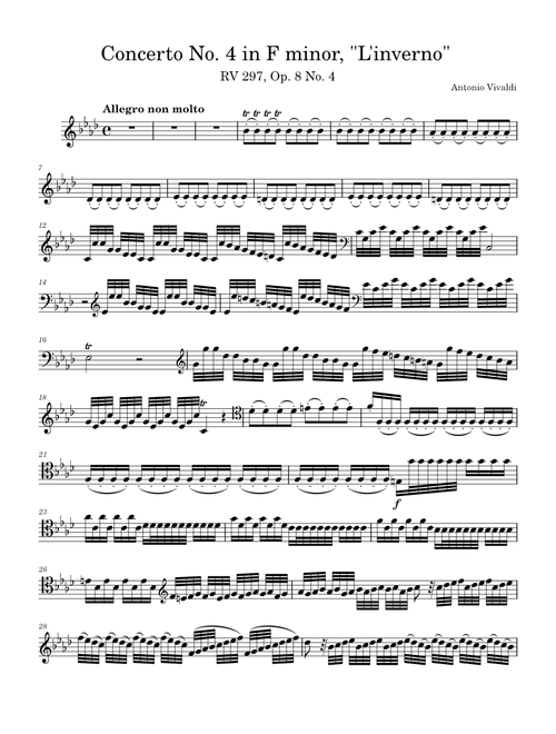 Violin Concerto No. 4 in F minor, Op. 8, RV 297, "Winter" by Antonio Vivaldi - Cello Arrangement