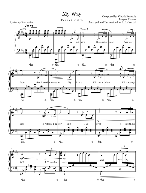 My Way - Frank Sinatra | Piano Solo *